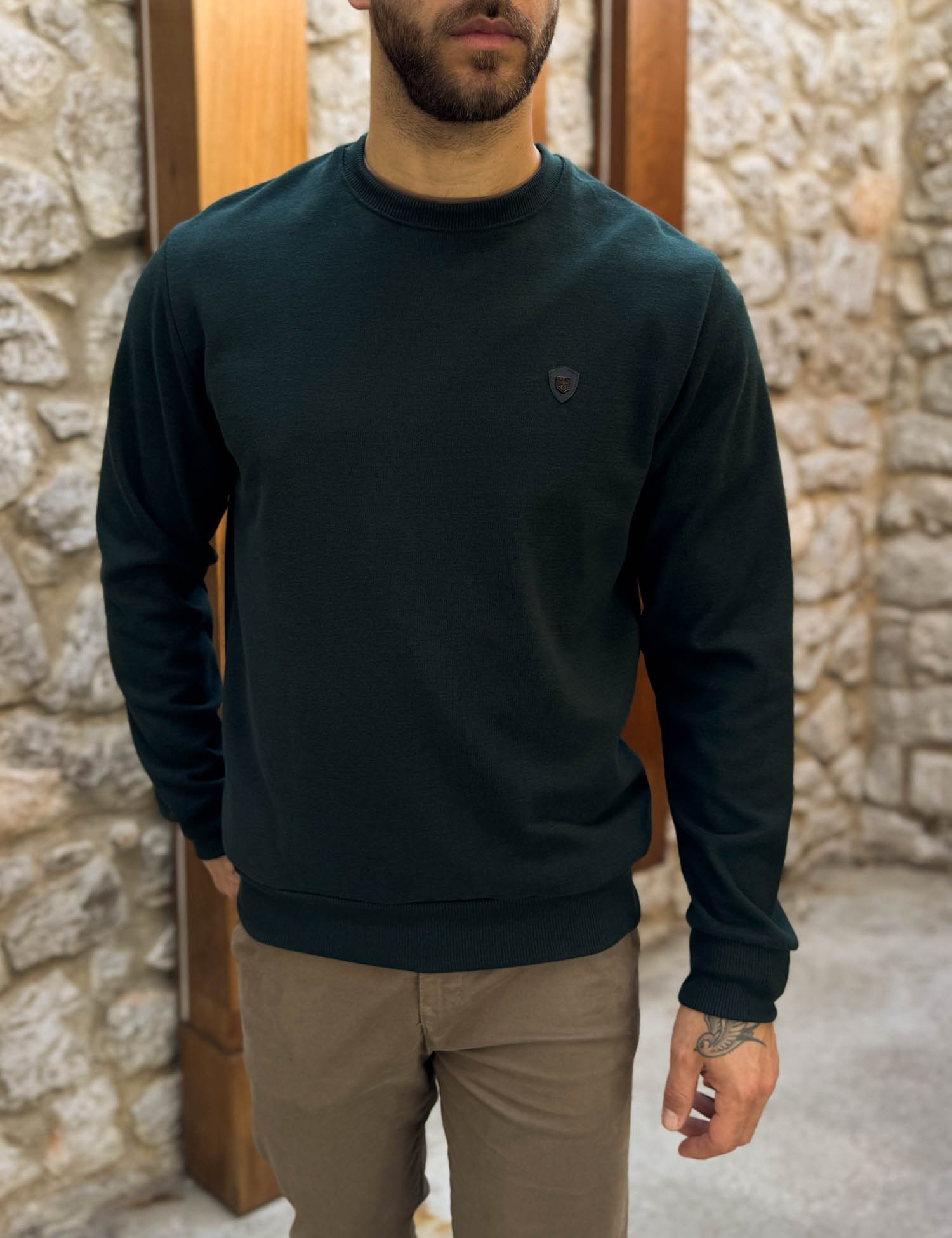 Everbest Everbest Ανδρική κυπαρισσί μακρυμάνικη ριπ μπλούζα Plus Size 261030